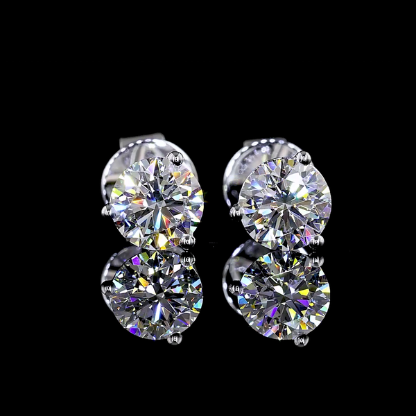 Lab-Grown 1.01 Carat Round E-VS2 Diamond 14K White Gold Martini Earrings