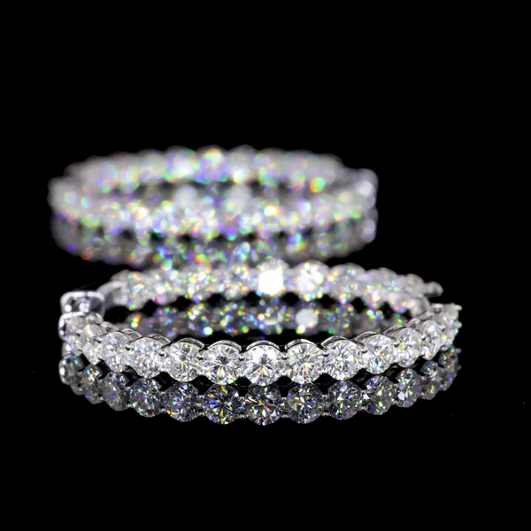 Lab-Grown 4.7 Carat Round F-VS2 Diamond 14K White Gold Hoops Earrings