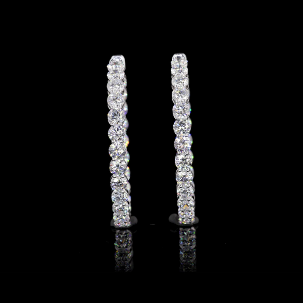 Lab-Grown 4.7 Carat Round F-VS2 Diamond 14K White Gold Hoops Earrings