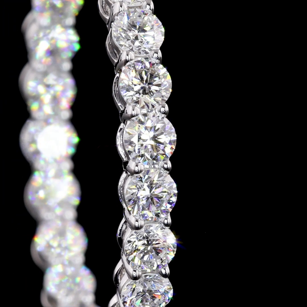 Lab-Grown 2.51 Carat Round E-VS1 Diamond 14K White Gold Hoops Earrings