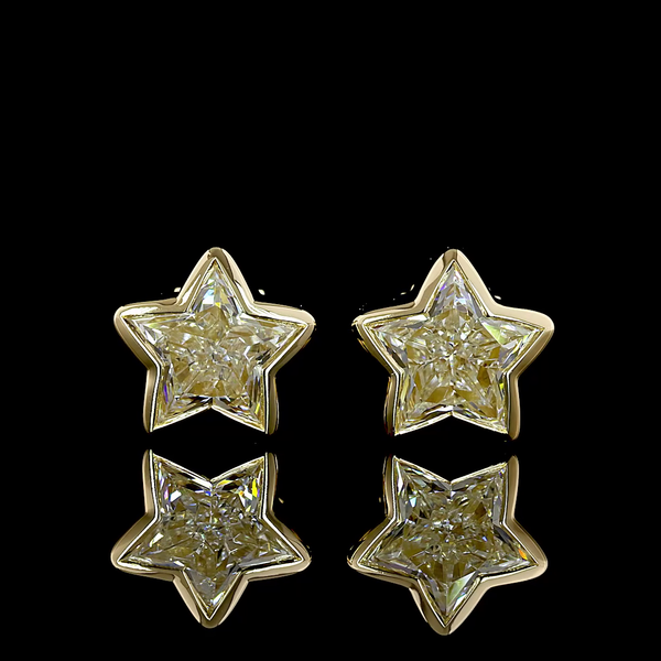 Lab-Grown 2.24 Carat  G-VS1 Diamond 14K Yellow Gold Studs Earrings