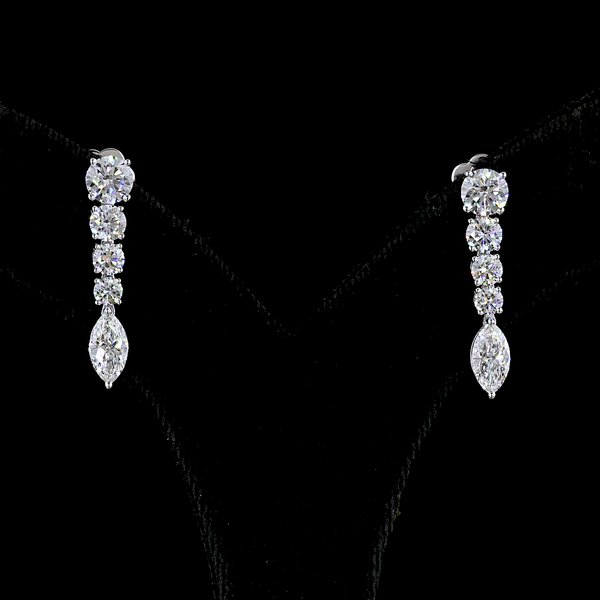 Lab-Grown 2.96 Carat MIX - Diamond 14K White Gold Hanging Earrings