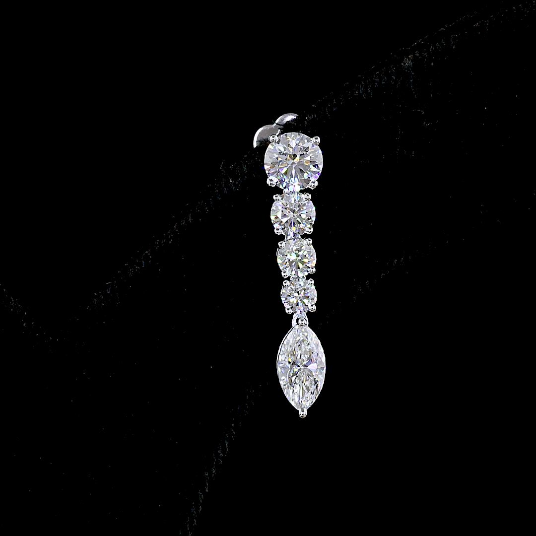 Lab-Grown 2.96 Carat MIX - Diamond 14K White Gold Hanging Earrings