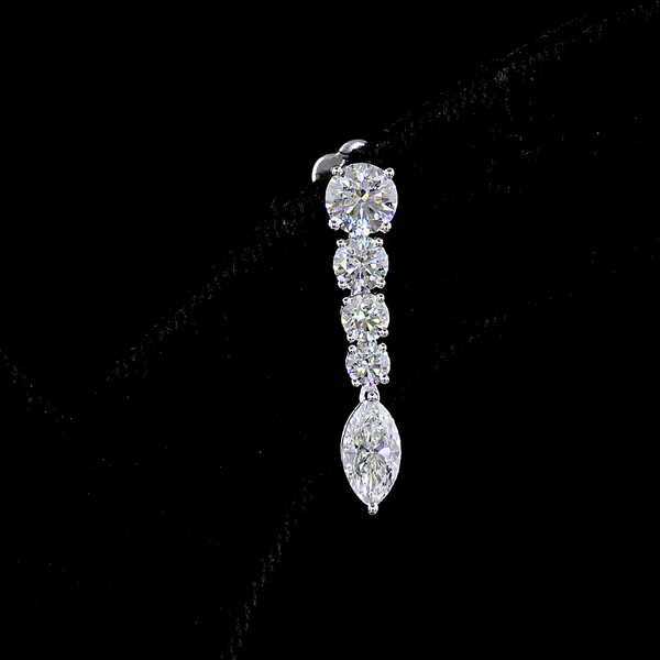 Lab-Grown 2.96 Carat MIX - Diamond 14K White Gold Hanging Earrings