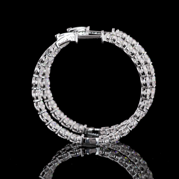Lab-Grown 5.35 Carat Round F-VS2 Diamond 14K White Gold Hoops Earrings