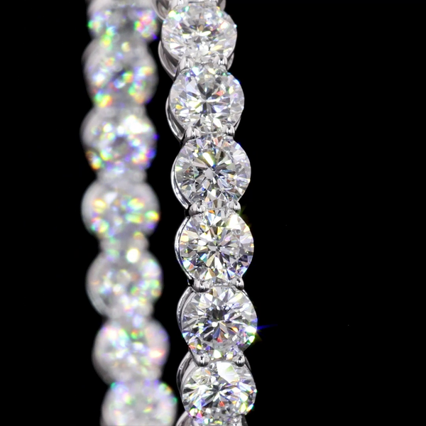 Lab-Grown 5.35 Carat Round F-VS2 Diamond 14K White Gold Hoops Earrings