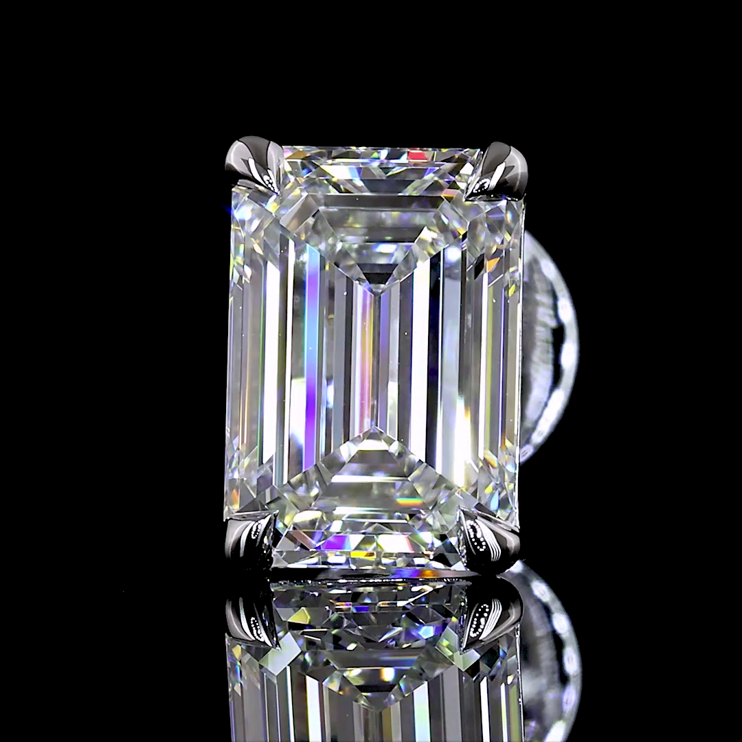 Lab-Grown 2.12 Carat Emerald D-VVS2 Diamond 14K White Gold Studs Earrings