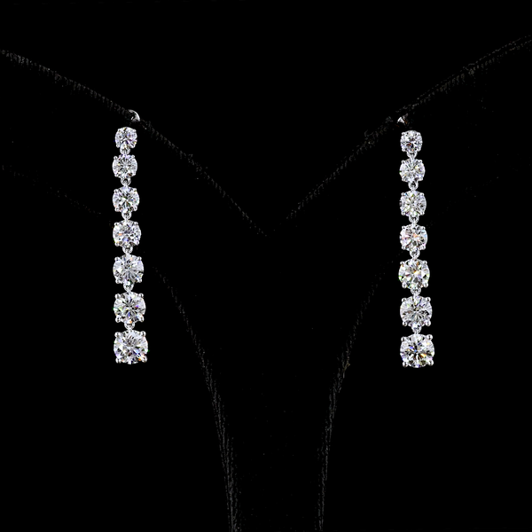 Lab-Grown 4.07 Carat Round - Diamond 14K White Gold Hanging Earrings