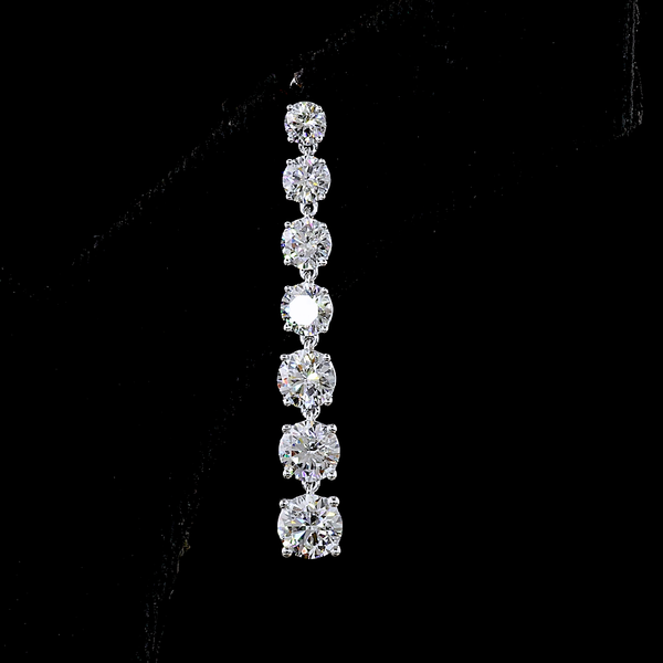 Lab-Grown 4.07 Carat Round - Diamond 14K White Gold Hanging Earrings