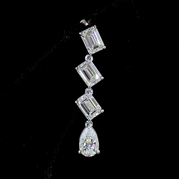 Lab-Grown 5.01 Carat MIX - Diamond 14K White Gold Hanging Earrings