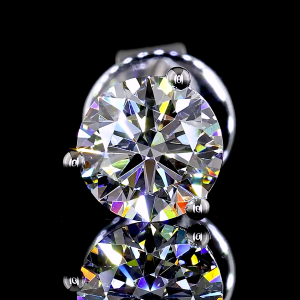 Lab-Grown 1.02 Carat Round E-VS2 Diamond 14K White Gold Martini Earrings