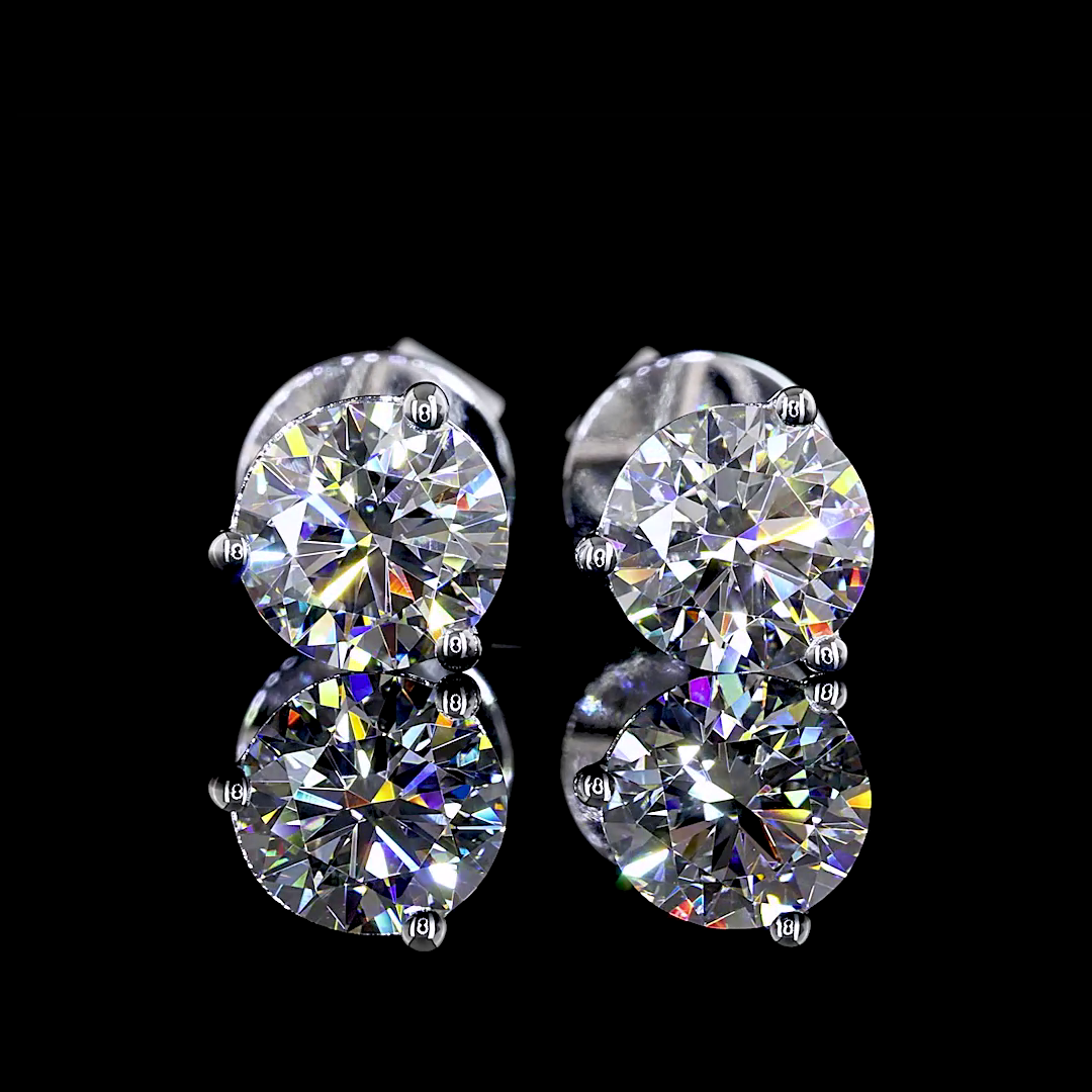 Lab-Grown 1 Carat Round - Diamond 14K White Gold Martini Earrings