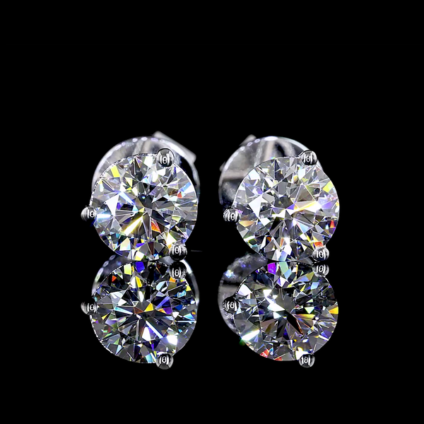 Lab-Grown 1 Carat Round - Diamond 14K White Gold Martini Earrings