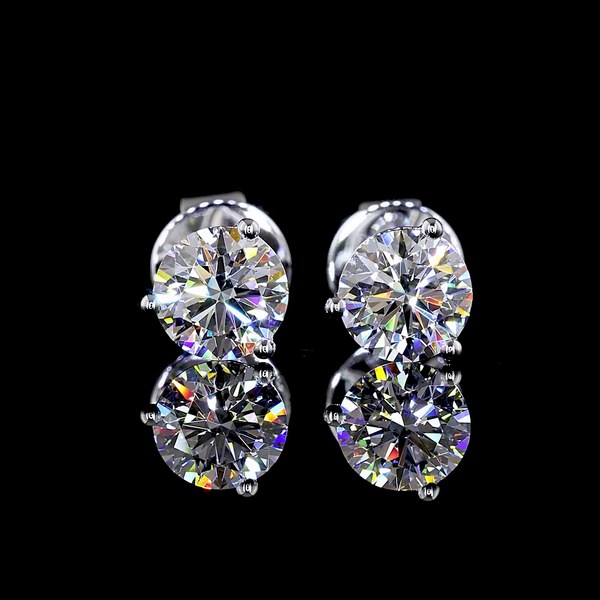 Lab-Grown 1 Carat Round D-VS1 Diamond 14K White Gold Martini Earrings