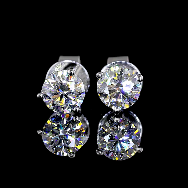 Lab-Grown 1 Carat Round - Diamond 14K White Gold Martini Earrings