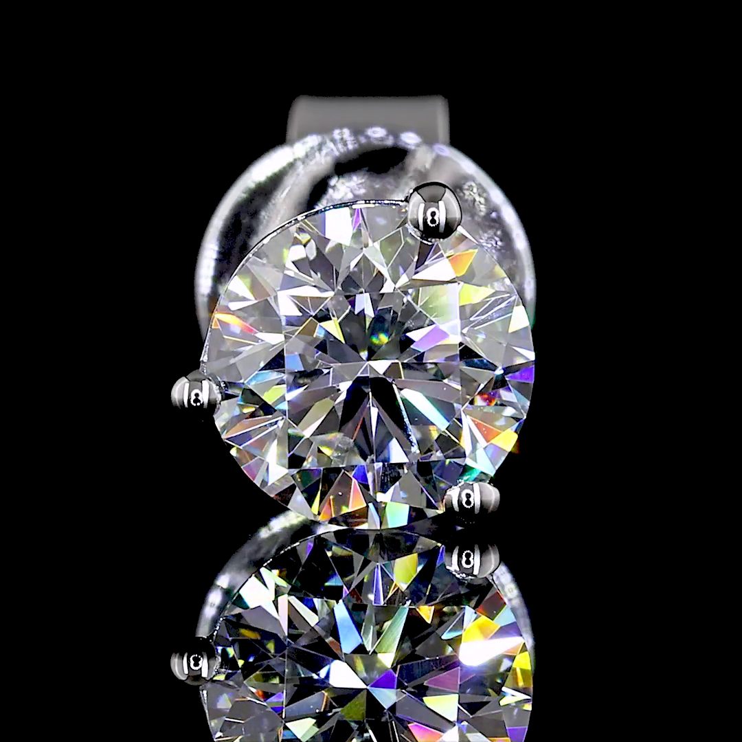 Lab-Grown 1 Carat Round - Diamond 14K White Gold Martini Earrings