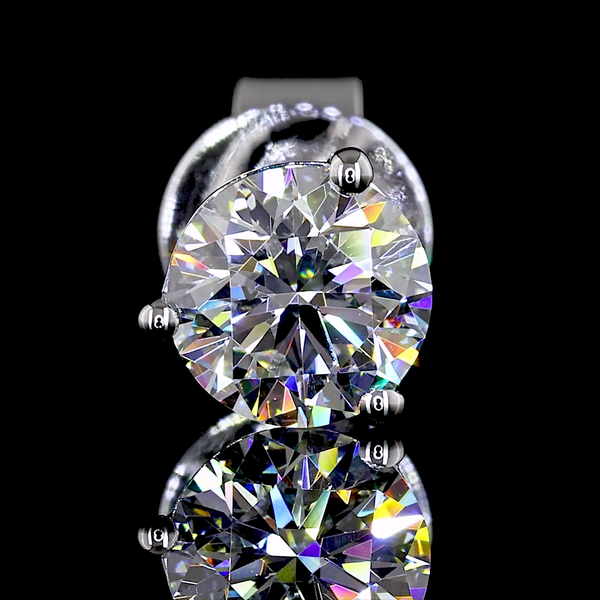 Lab-Grown 1 Carat Round - Diamond 14K White Gold Martini Earrings