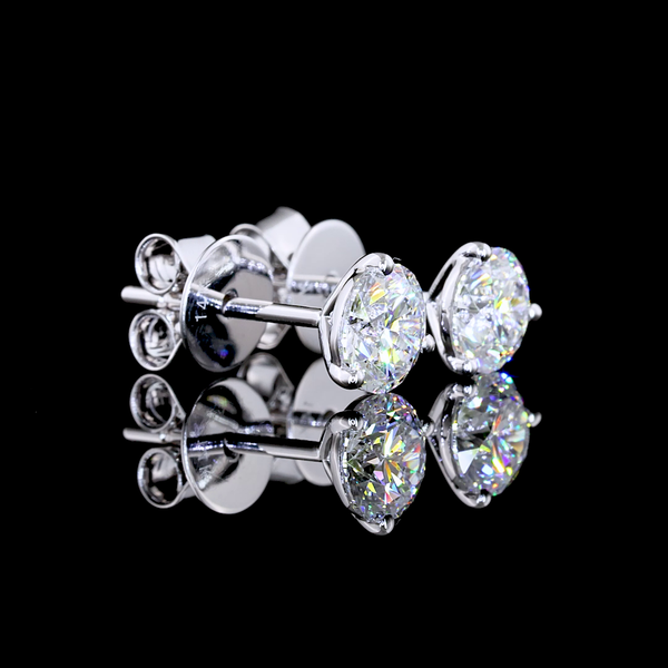 Lab-Grown 1.06 Carat Round E-VS1 Diamond 14K White Gold Martini Earrings
