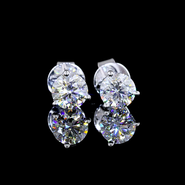 Lab-Grown 1.06 Carat Round E-VS1 Diamond 14K White Gold Martini Earrings