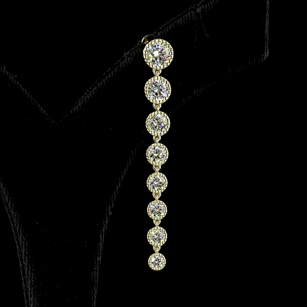 Lab-Grown 3.51 Carat Round - Diamond 14K Yellow Gold Hanging Earrings