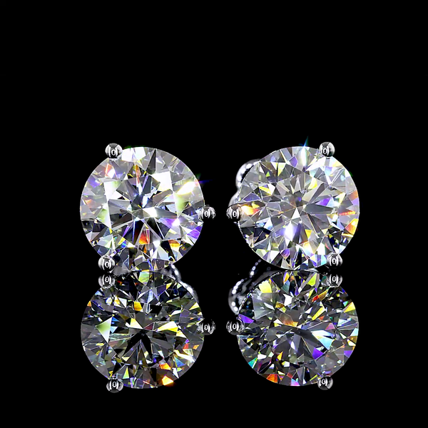 Lab-Grown 4.05 Carat Round - Diamond 14K White Gold Martini Earrings
