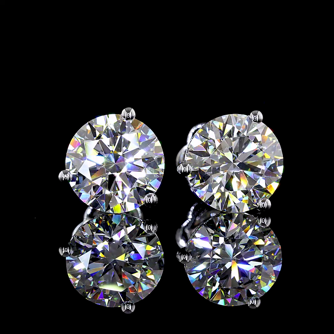 Lab-Grown 4.12 Carat Round E-VS Diamond 14K White Gold Martini Earrings