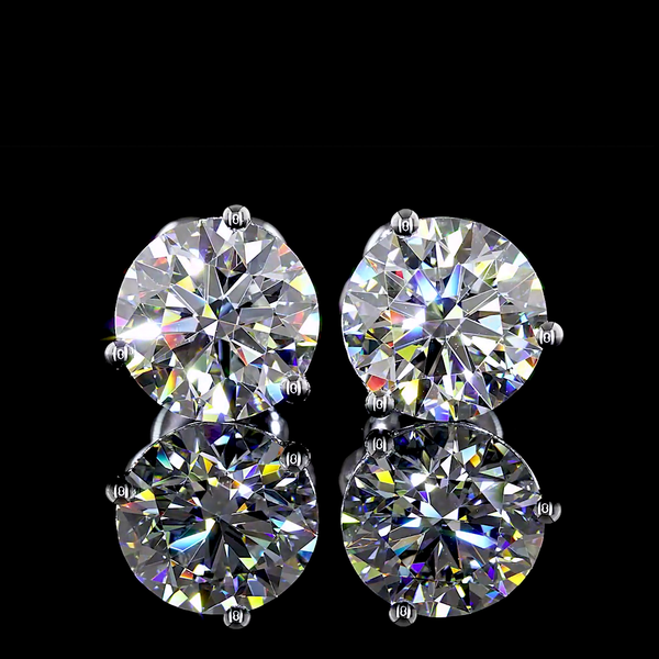 Lab-Grown 3.14 Carat Round E-VS Diamond 14K White Gold Martini Earrings