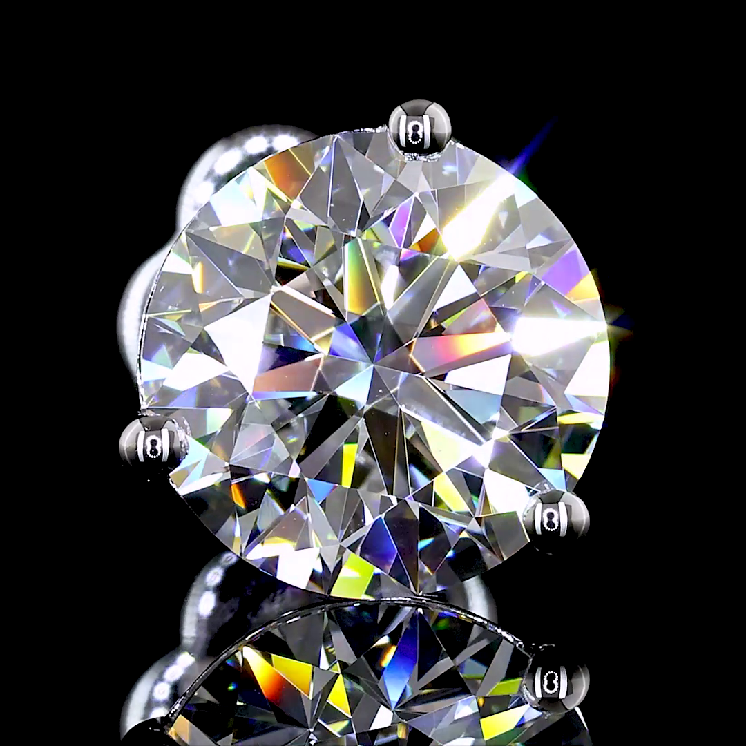 Lab-Grown 3.14 Carat Round E-VS Diamond 14K White Gold Martini Earrings