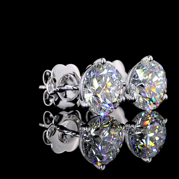 Lab-Grown 3.02 Carat Round D-VVS2 Diamond 14K White Gold Martini Earrings