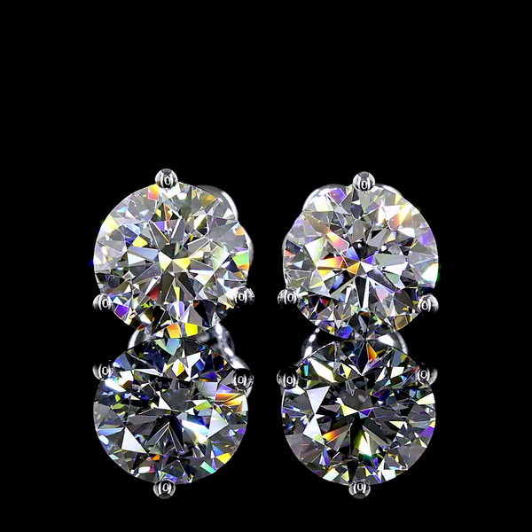 Lab-Grown 3.02 Carat Round D-VVS2 Diamond 14K White Gold Martini Earrings