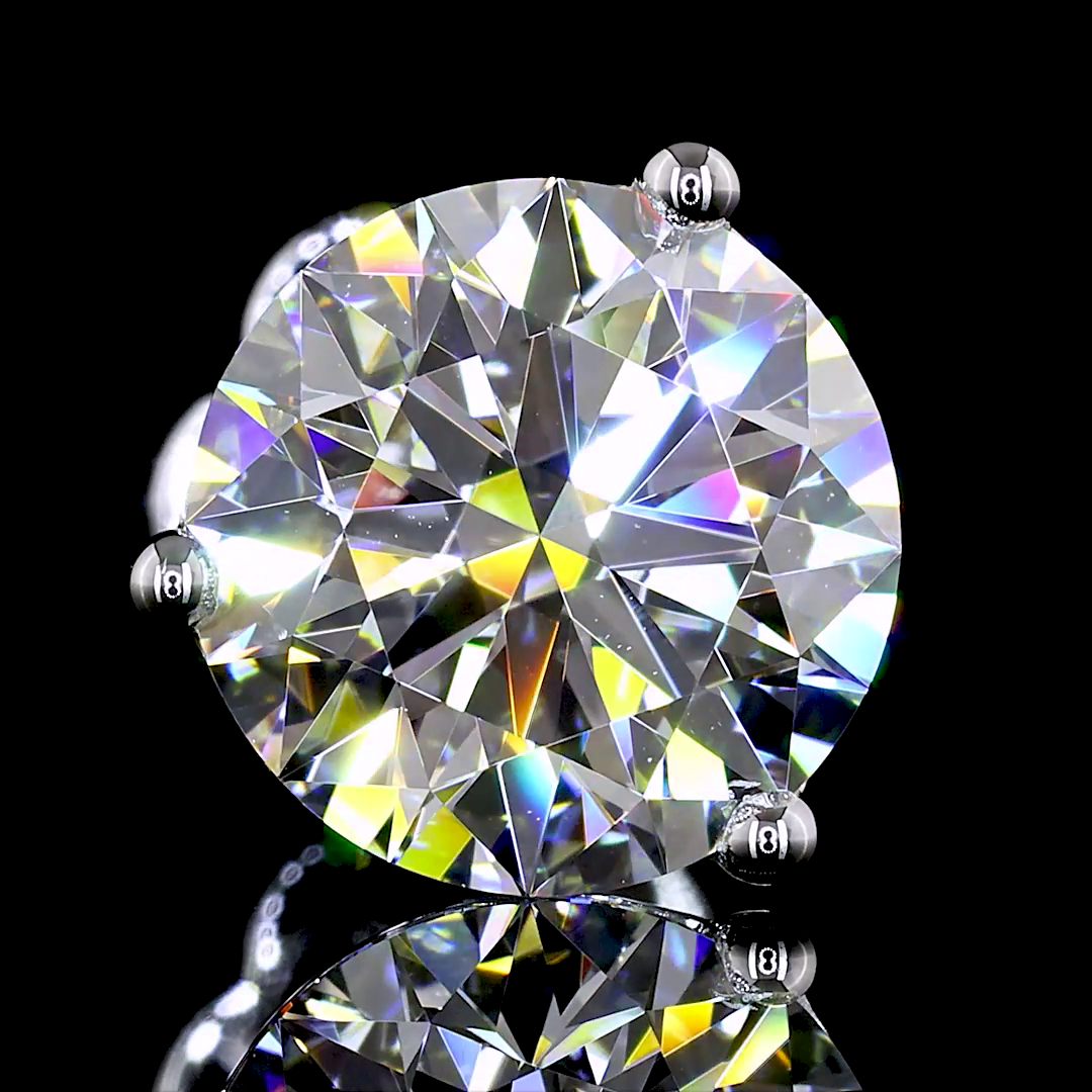 Lab-Grown 3.17 Carat Round - Diamond 14K White Gold Martini Earrings