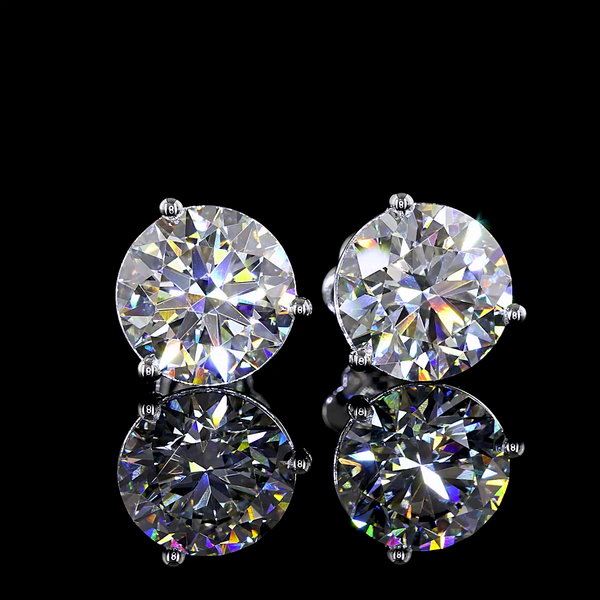 Lab-Grown 6.18 Carat Round - Diamond 14K White Gold Martini Earrings