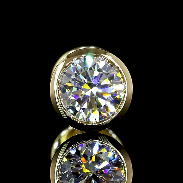 Lab-Grown 1.02 Carat Round - Diamond 14K Yellow Gold Studs Earrings