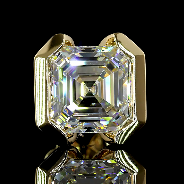 Lab-Grown 6.06 Carat Asscher - Diamond 14K Yellow Gold Studs Earrings