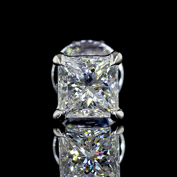 Lab-Grown 1.07 Carat Princess - Diamond 14K White Gold Studs Earrings