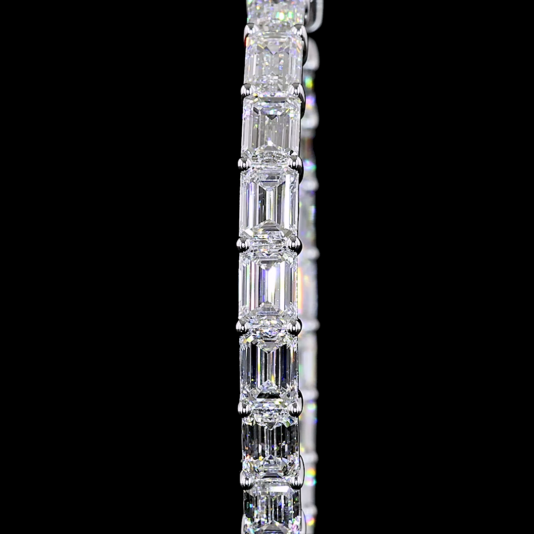 Lab-Grown 11.08 Carat Emerald - Diamond 14K White Gold Hoops Earrings