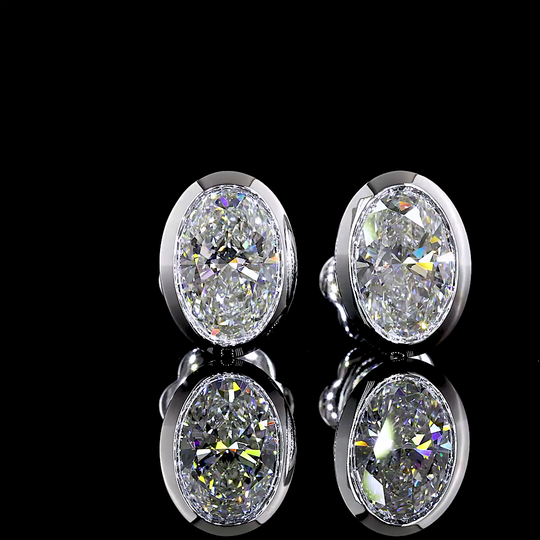 Lab-Grown 2.05 Carat Oval - Diamond 14K White Gold Studs Earrings