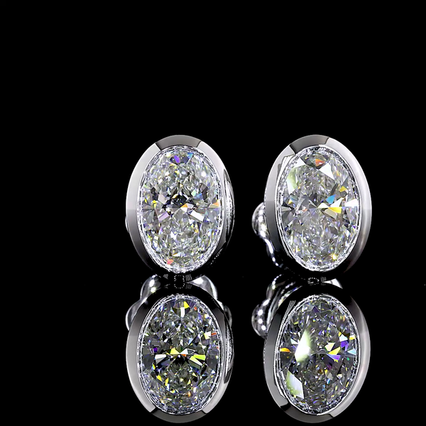 Lab-Grown 2.05 Carat Oval - Diamond 14K White Gold Studs Earrings