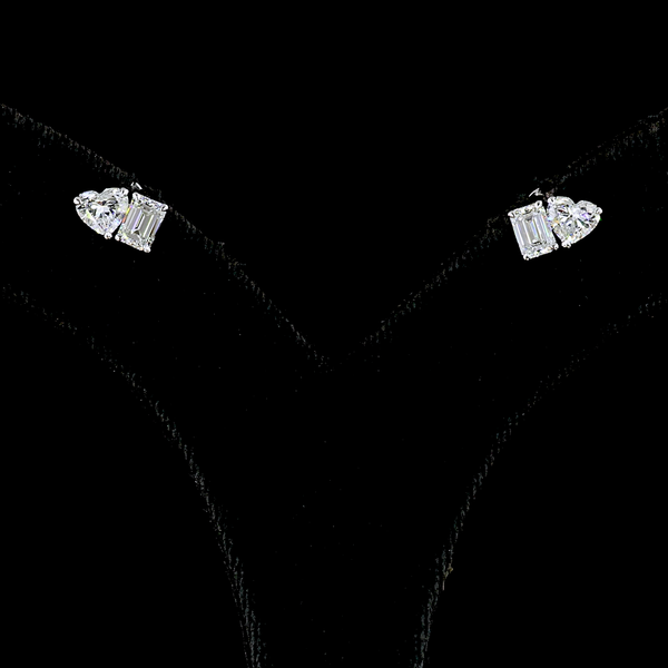 Lab-Grown 1.54 Carat MIX - Diamond 14K White Gold Studs Earrings