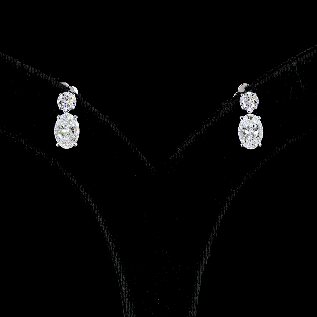 Lab-Grown 2.48 Carat MIX - Diamond 14K White Gold Hanging Earrings