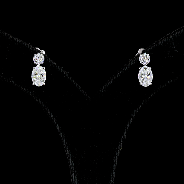 Lab-Grown 2.48 Carat MIX - Diamond 14K White Gold Hanging Earrings