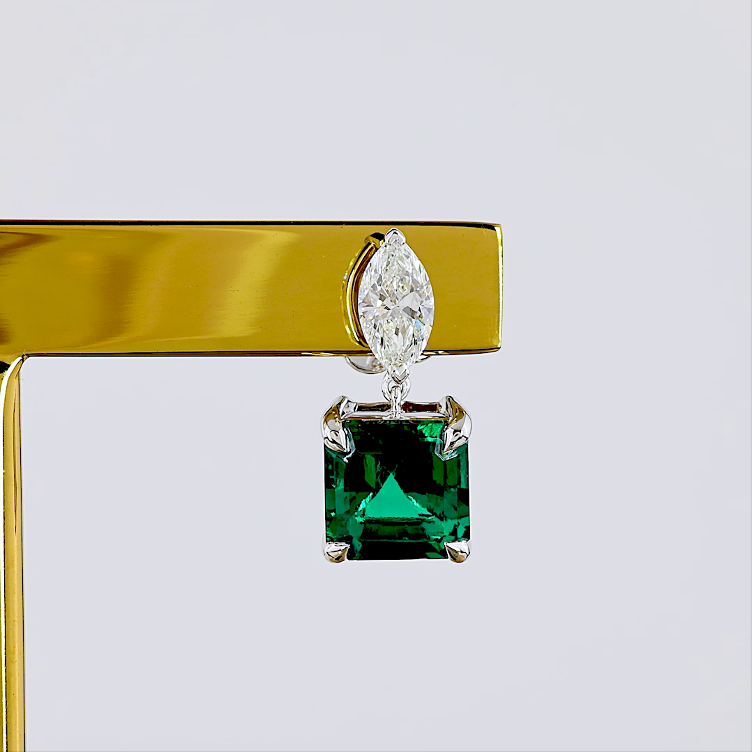 Lab-Grown 0.63 Carat MIX - Diamond 14K White Gold Hanging Earrings