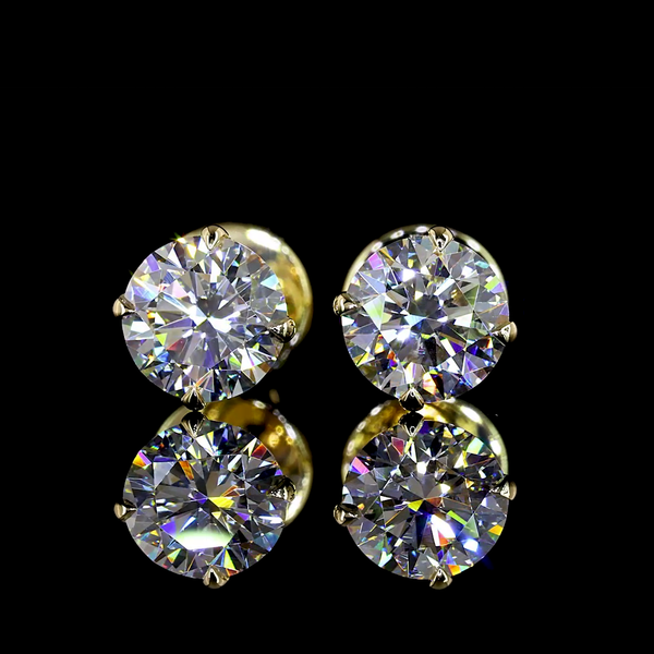 Lab-Grown 1.01 Carat Round - Diamond 14K Yellow Gold Studs Earrings