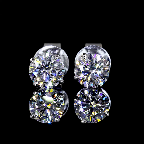 Lab-Grown 1.03 Carat Round - Diamond 14K White Gold Studs Earrings