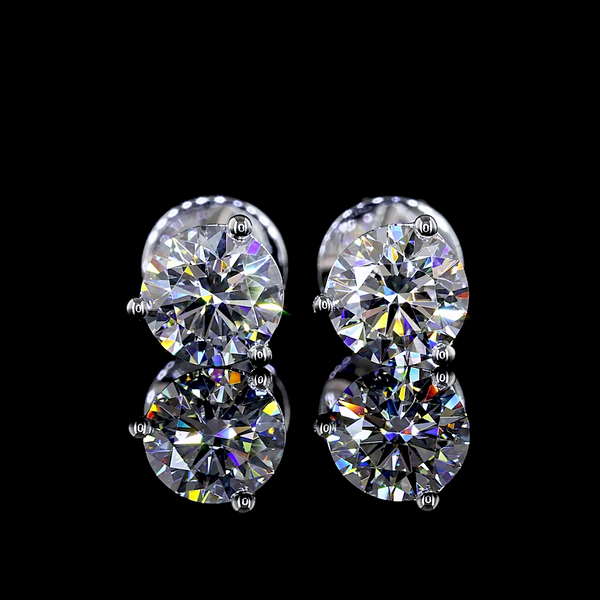 Lab-Grown 1.03 Carat Round - Diamond 14K White Gold Studs Earrings