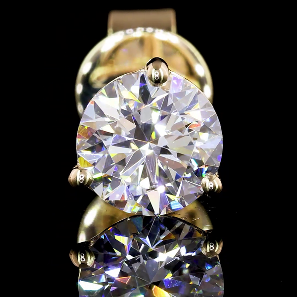 Lab-Grown 1.08 Carat Round F-VS2 Diamond 14K Yellow Gold Martini Earrings