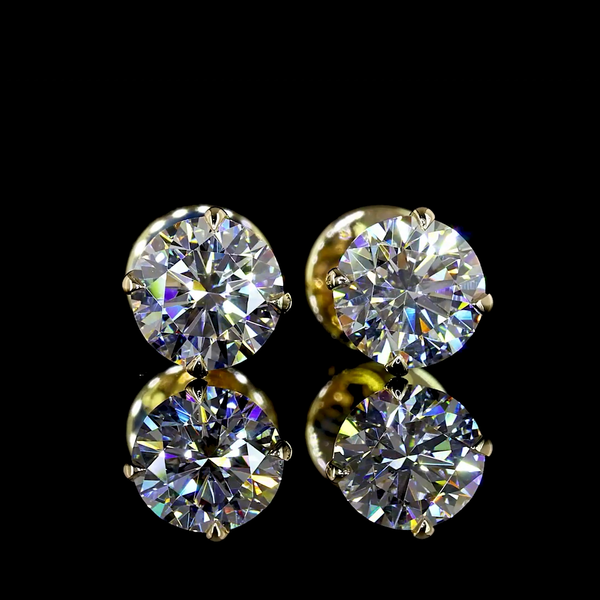 Lab-Grown 1.06 Carat Round - Diamond 14K Yellow Gold Studs Earrings
