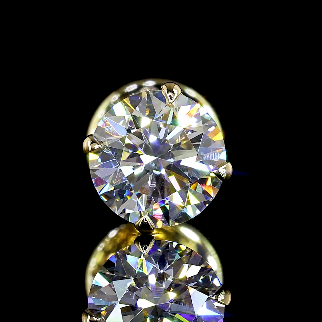 Lab-Grown 1.06 Carat Round - Diamond 14K Yellow Gold Studs Earrings