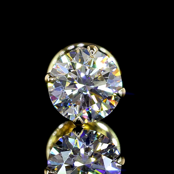 Lab-Grown 1.06 Carat Round - Diamond 14K Yellow Gold Studs Earrings