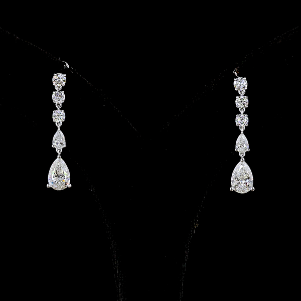 Lab-Grown 2.52 Carat MIX - Diamond 14K White Gold Hanging Earrings